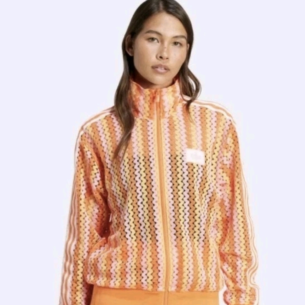 adidas Women's Orange Multi-Pattern Bomber Jacket